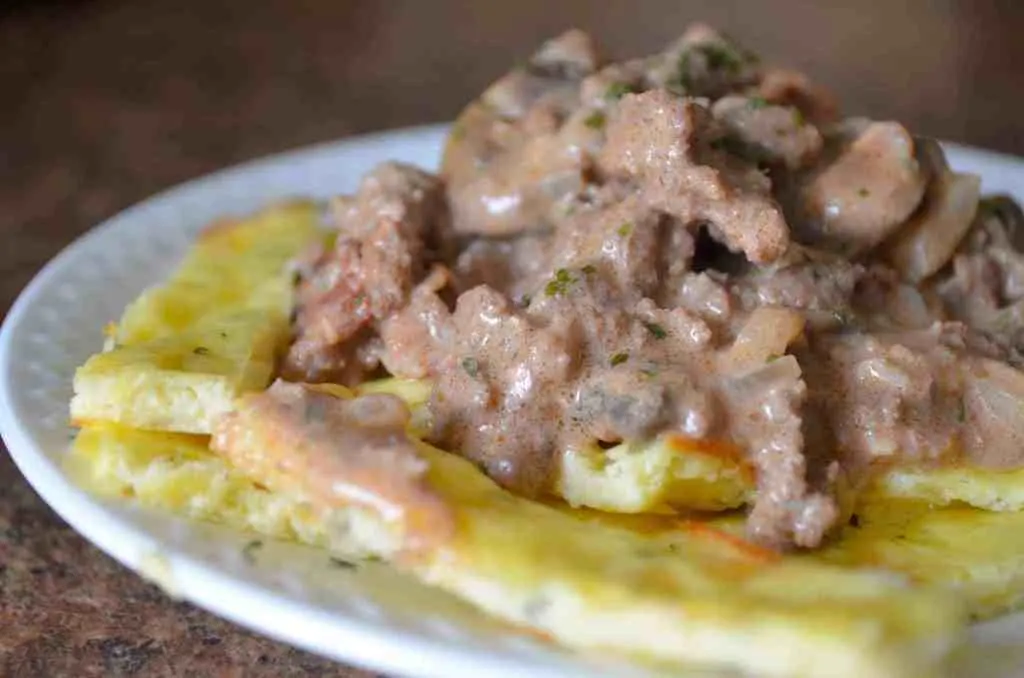 keto beef stroganoff with noodles
