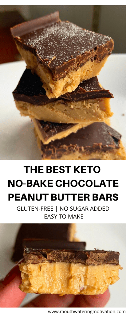 Keto Chocolate Peanut Butter Bars -No Bake - Mouthwatering Motivation