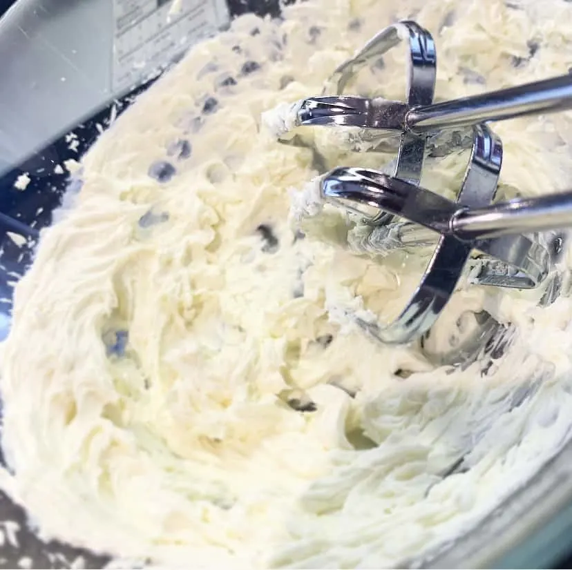 blend cream cheese and peppermint extract