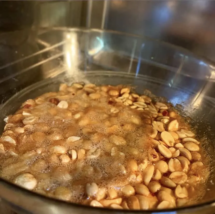 Peanut brittle in the microwave