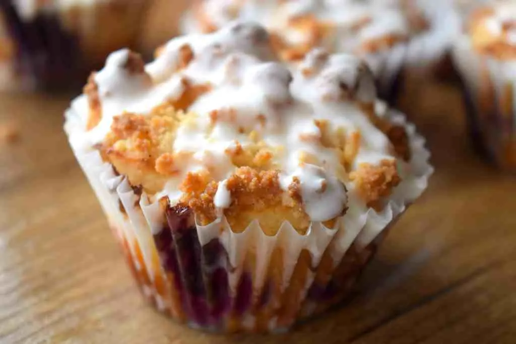 keto streusel lemon blueberry muffins