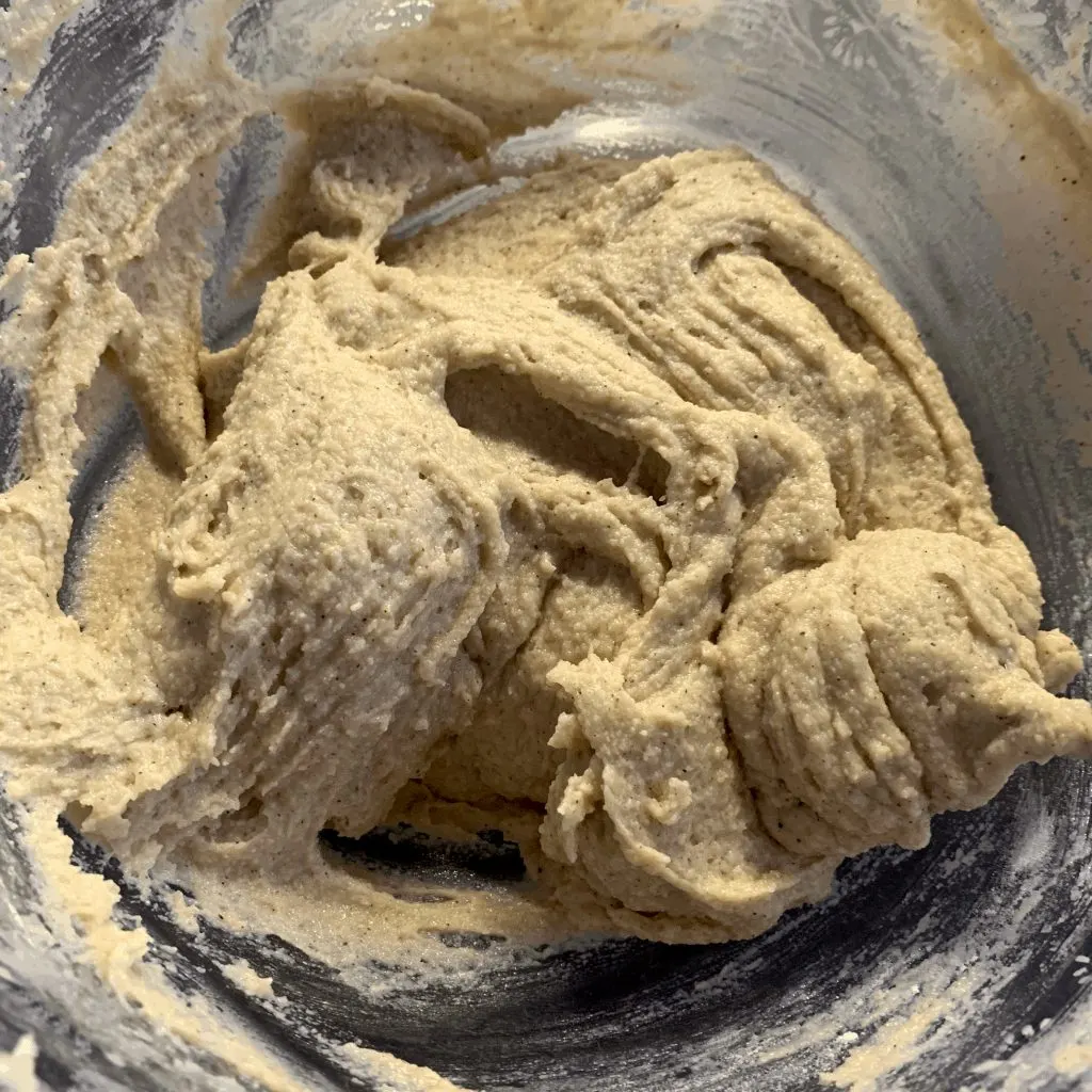 keto cinnamon roll dough before kneading
