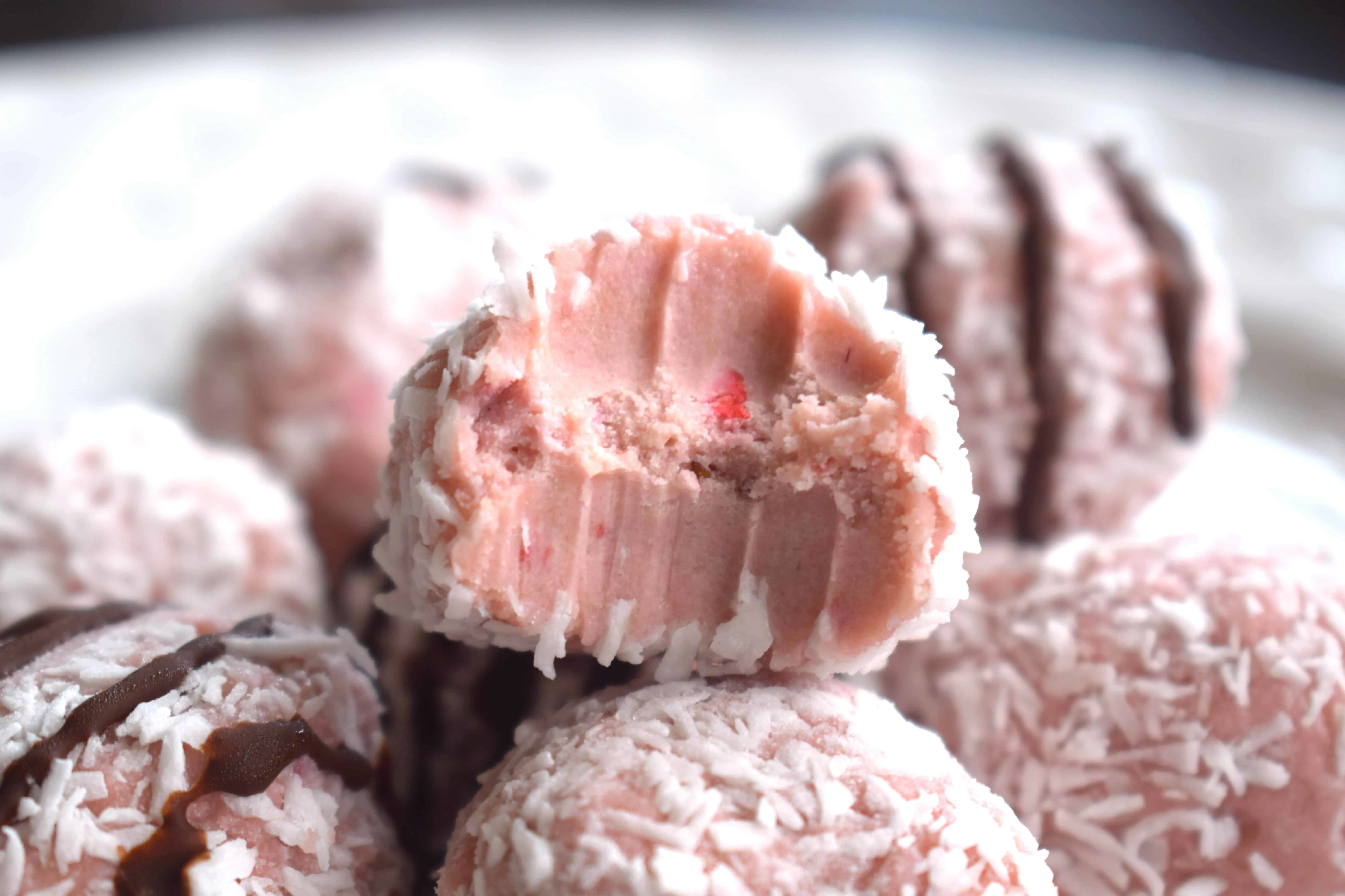 No Bake Keto Raspberry Coconut Balls