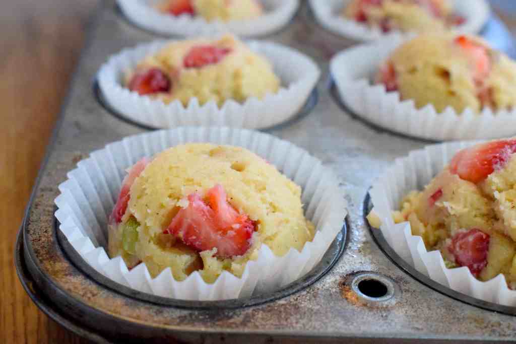 keto almond flour strawberry rhubarb muffins