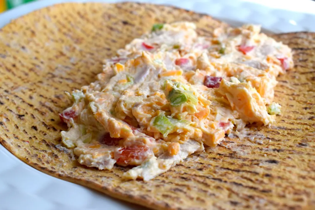 low carb red pepper and cream cheese pinwheels