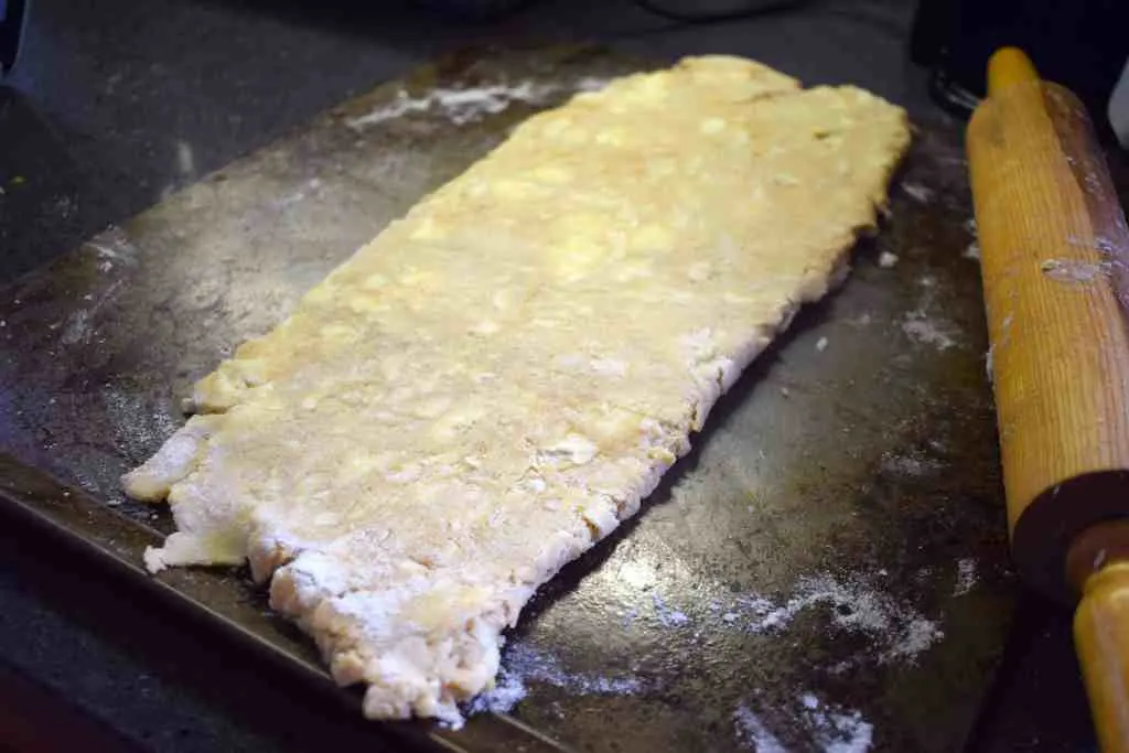 keto croissant dough rolled out