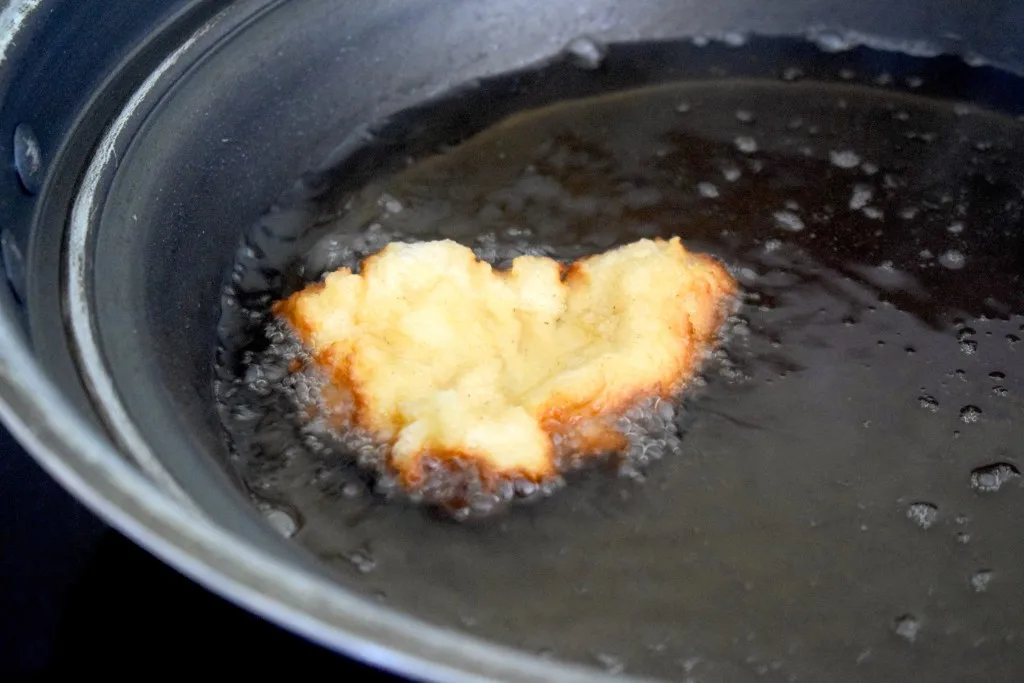keto apple fritter frying