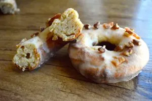 keto maple pecan bacon donuts