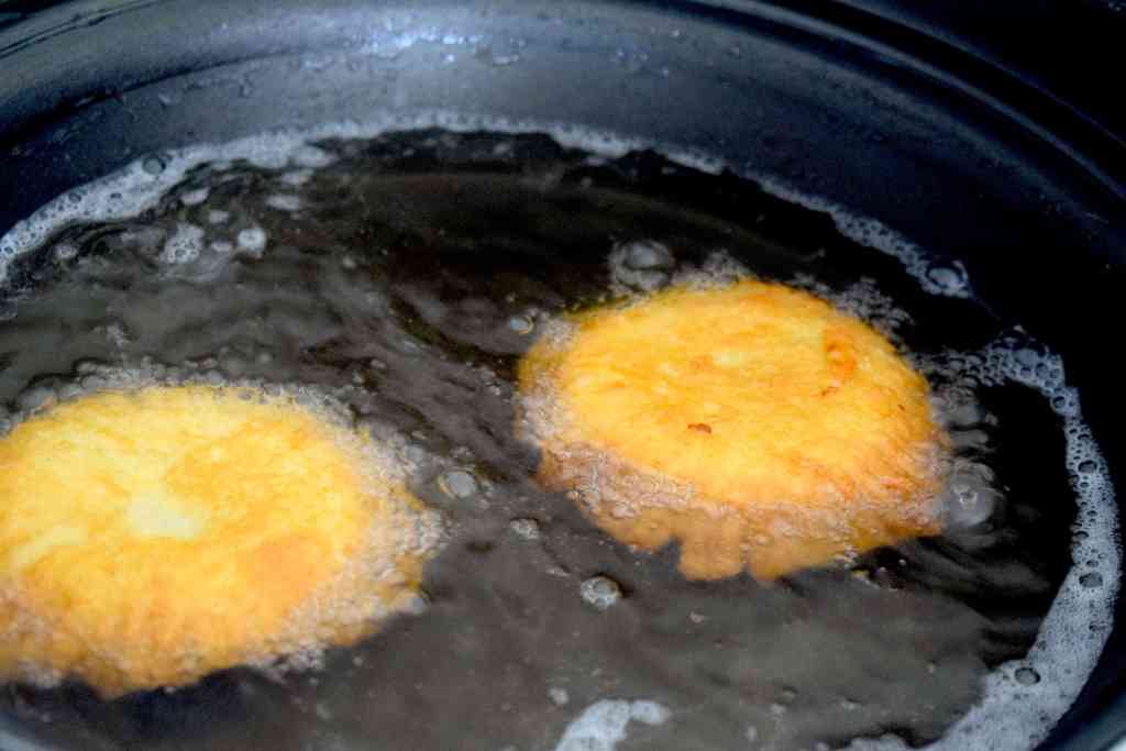 frying keto sandwiches in coconut oil