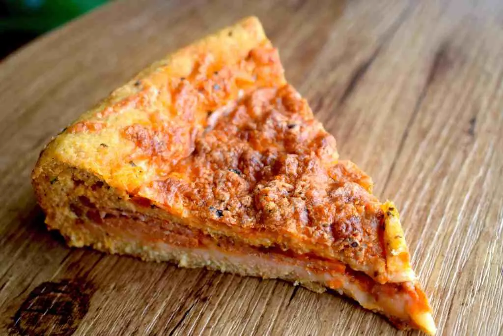 low carb deep dish pizza slice