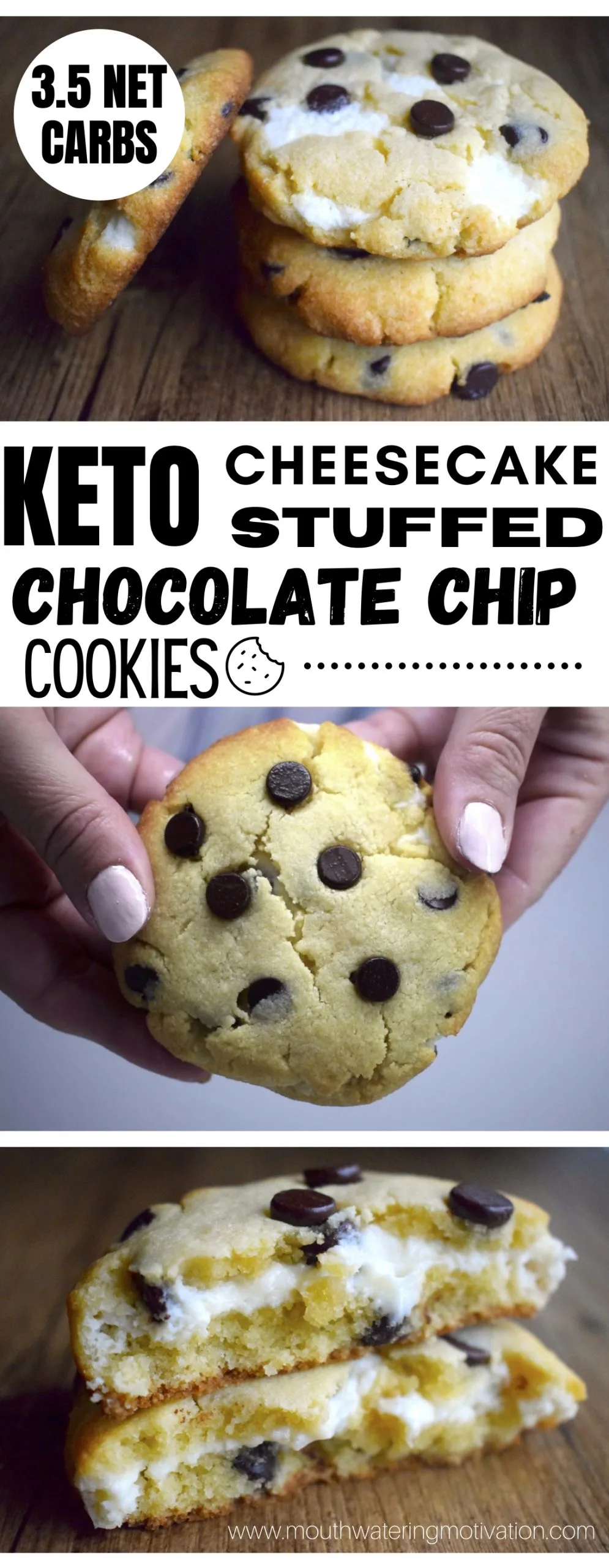 KETO CHEESECAKE FILLED CHOCOLATE CHIP COOKIES