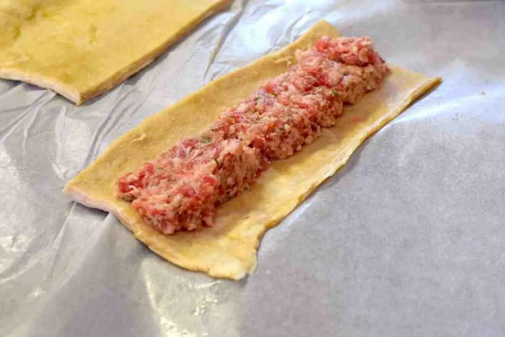 keto pastry dough stuffed with sausage