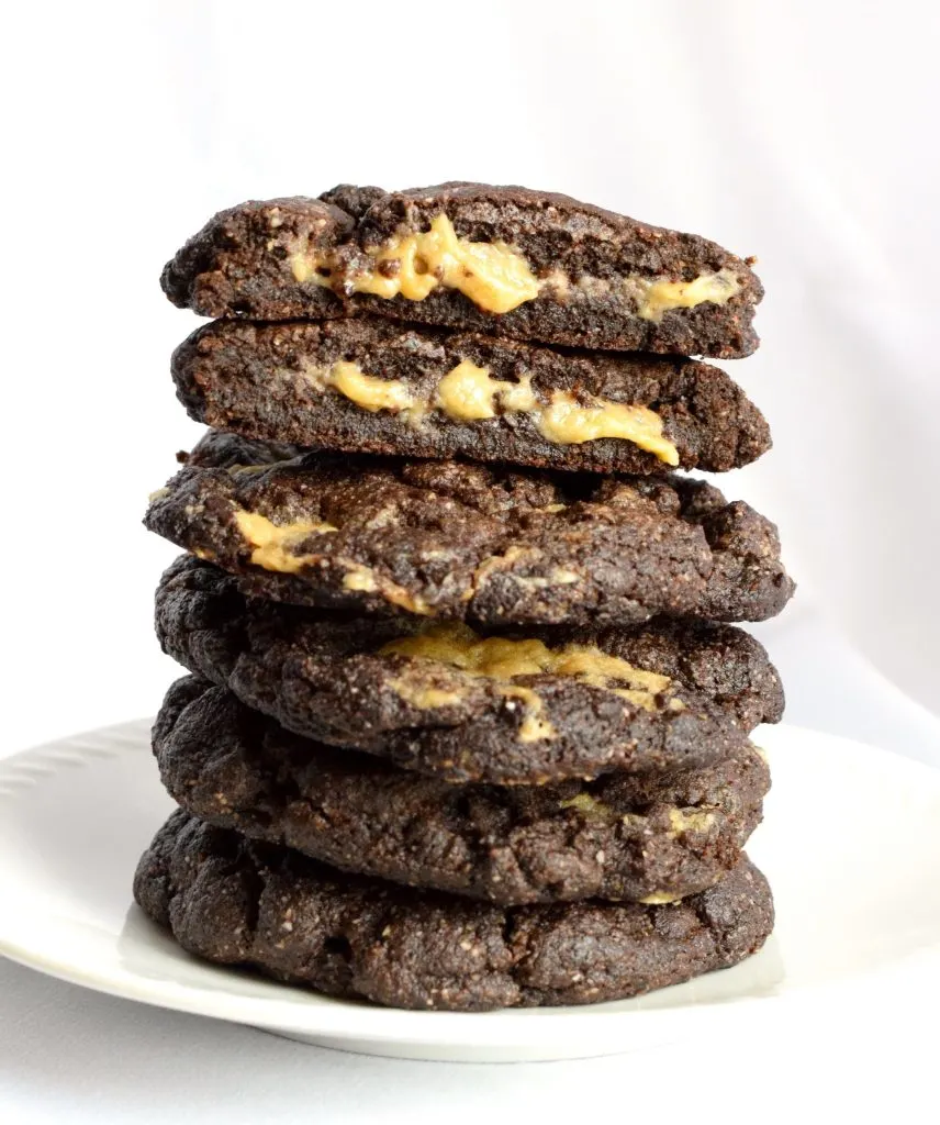 keto chocolate caramel filled cookies