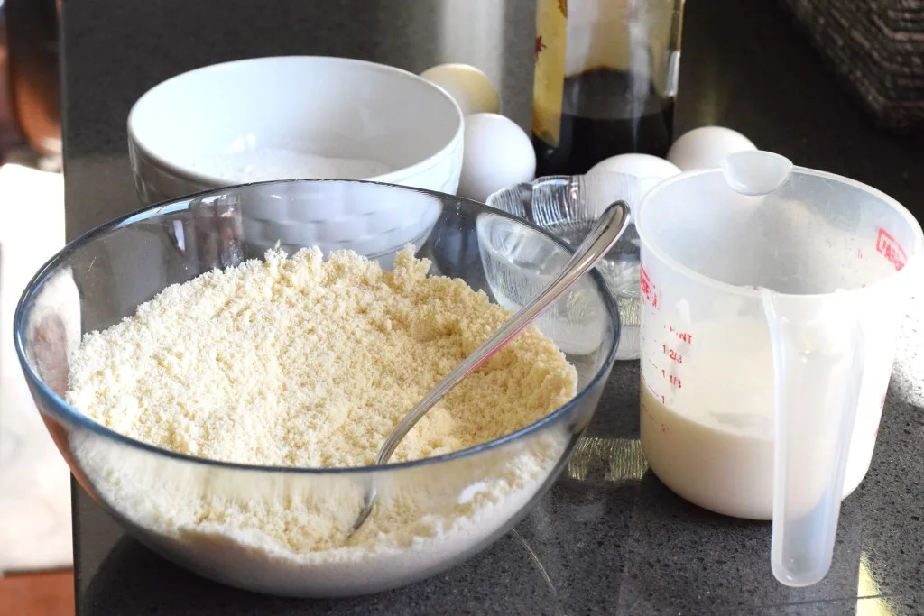 almond flour, coconut flour, heavy cream, coconut oil, eggs