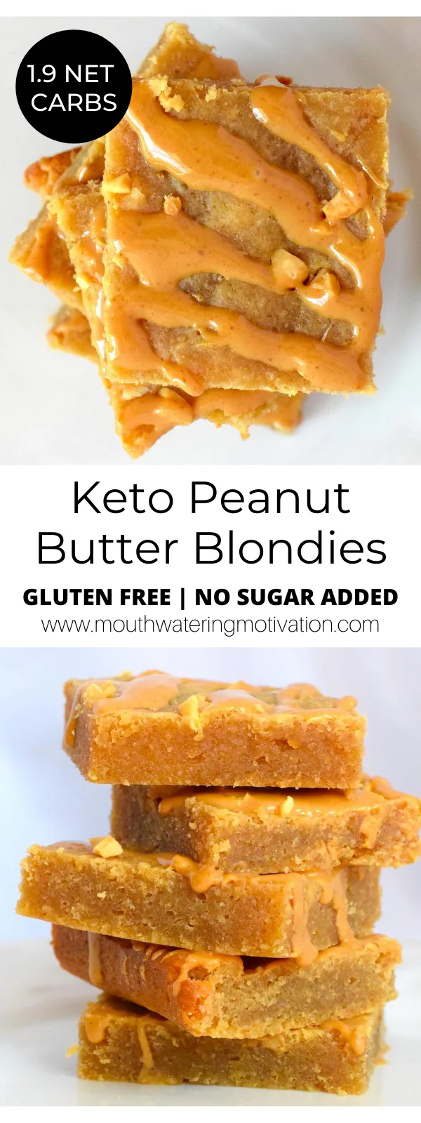 Low Carb Keto Peanut Butter Blondies
