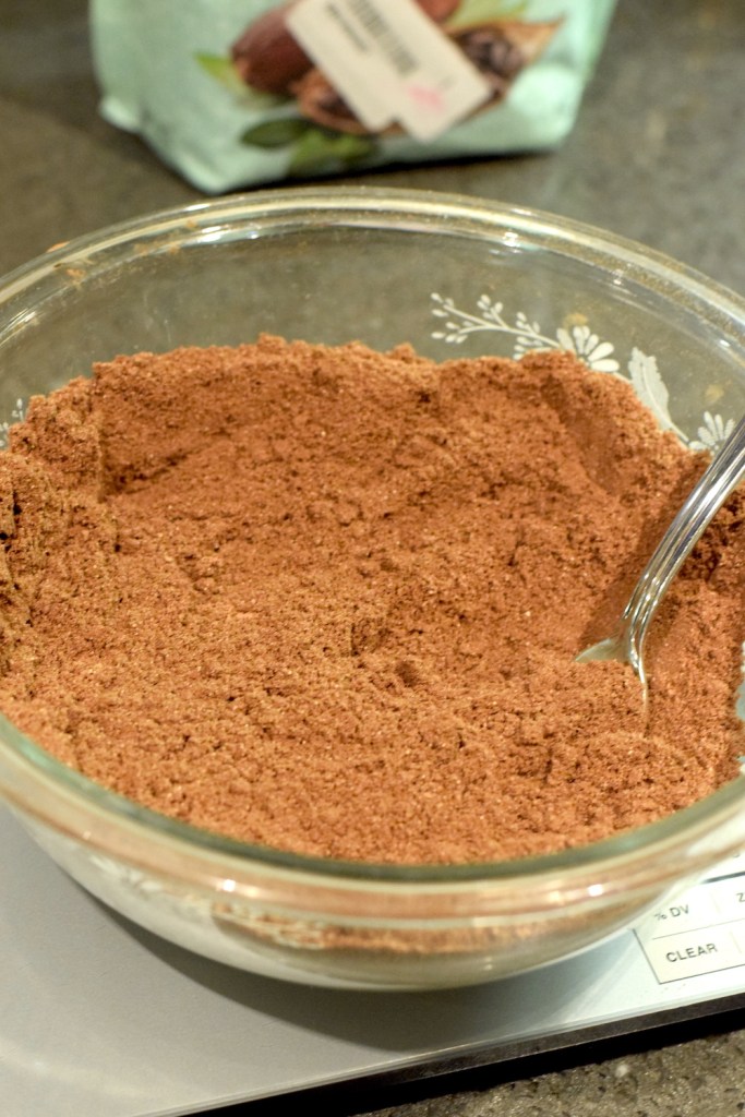 almond flour, coconut flour, cocoa powder, xanthan gum