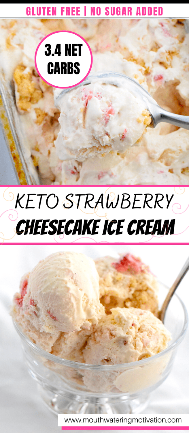 Keto Strawberry Cheesecake Ice Cream (No Churn) - Mouthwatering Motivation