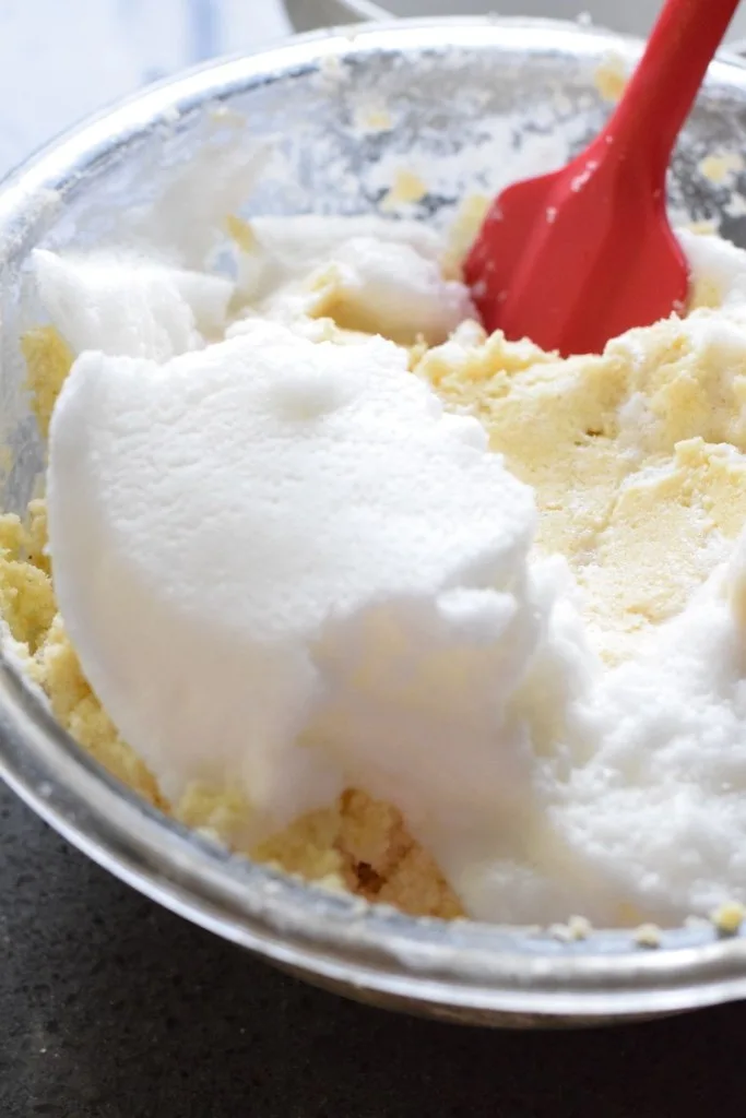 egg white mixed with keto cake batter
