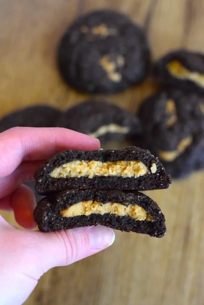 low carb filled chocolate cookies peanut butter