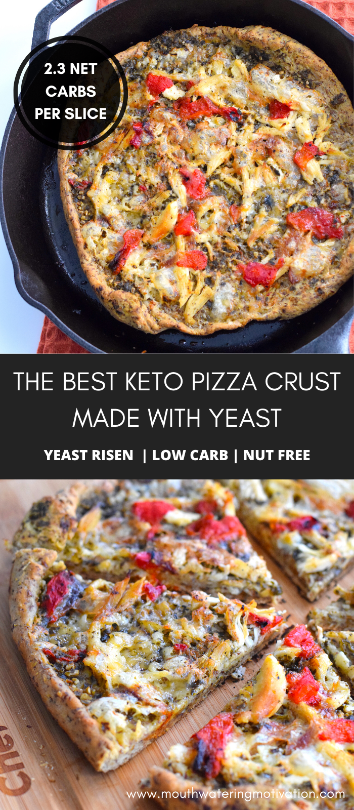 keto pizza crust made with yeast pin