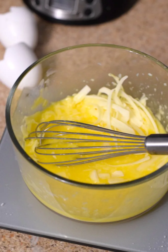 eggs and mozzarella and parmesan