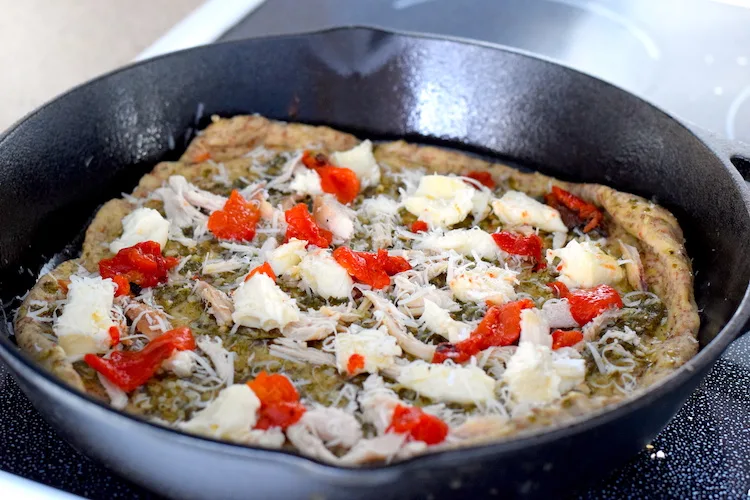 KETO PIZZA DOUGH PESTO BRIE
