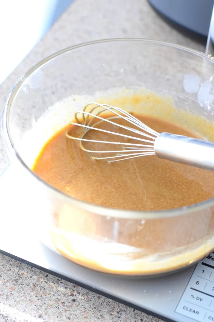 metled butter, sukrin brown, eggs