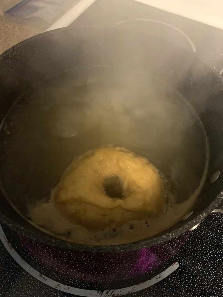 keto bagel boiling