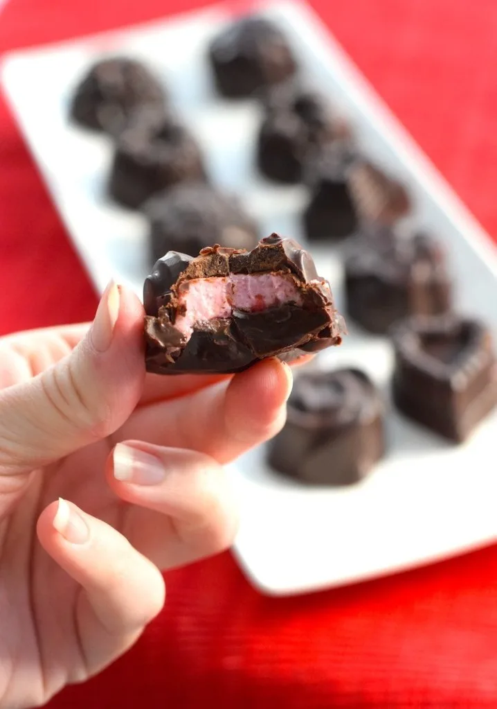 keto strawberry filled chocolates