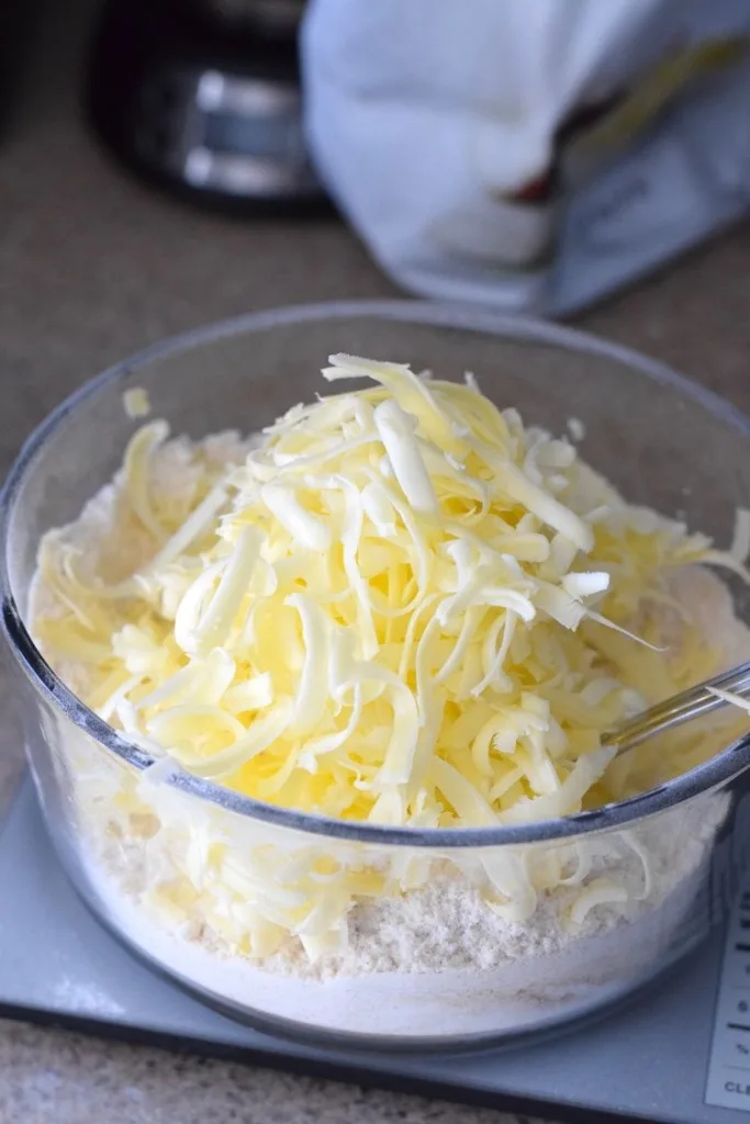 almond flour, grated butter