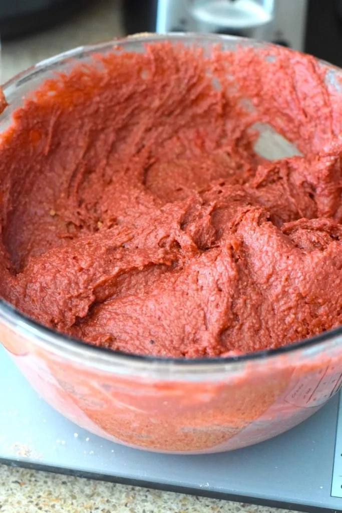 red velvet keto cake batter