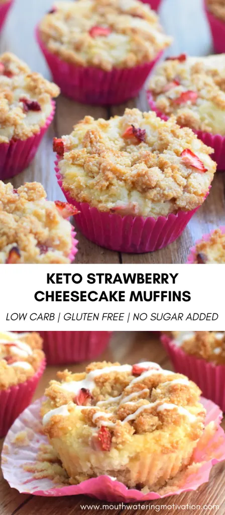 keto strawberry cheesecake muffins pins