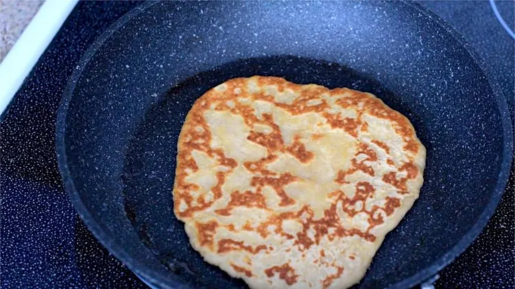 keto flatbread frying