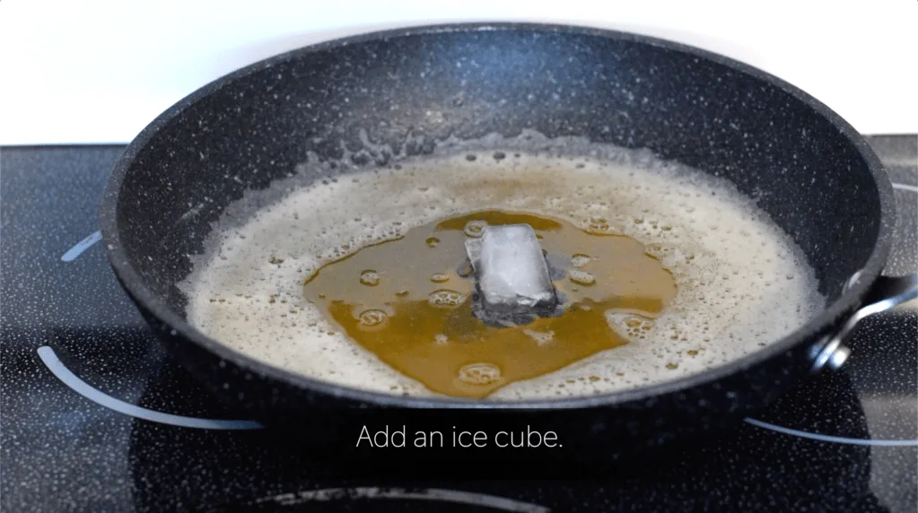 ice cube in browned butter