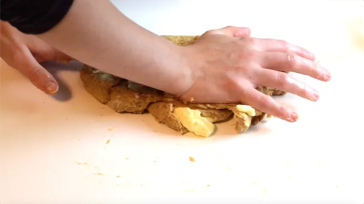 kneading keto monkey bread dough