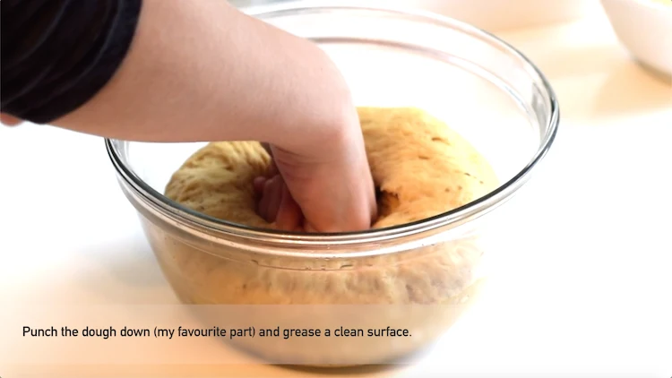 punching down bread dough