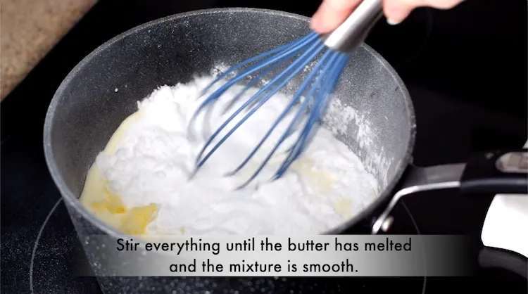 whisking sweetener butter and heavy cream